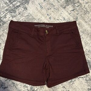 American Eagle Outfitters Burgundy Shorts Mid-Thigh Cut